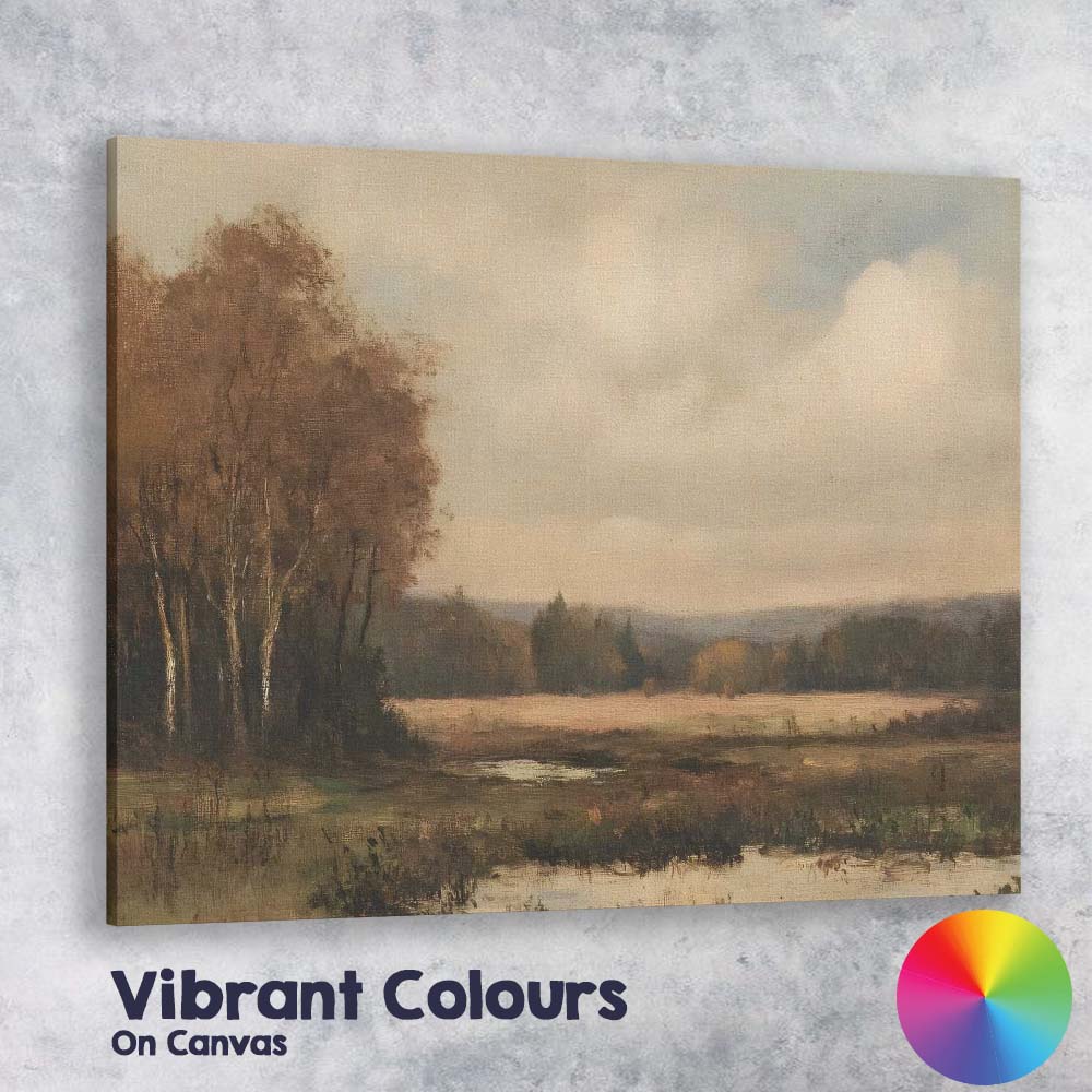 Peaceful Autumn Wetland Woodland Landscape Canvas Wall Art Print Decor Picture Ready to Hang