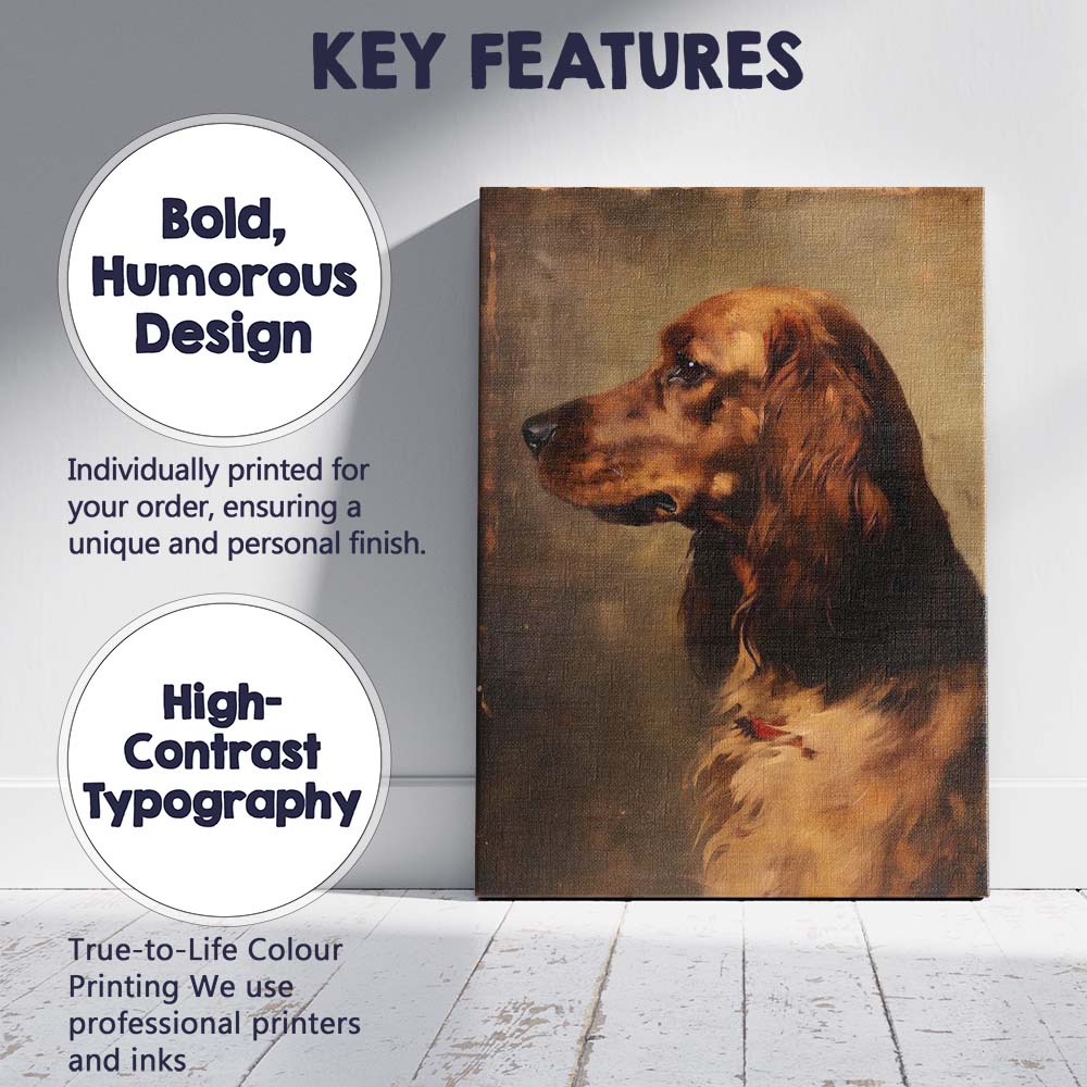 Realistic Brown Spaniel Dog Portrait Canvas Wall Art Print Decor Picture Ready to Hang