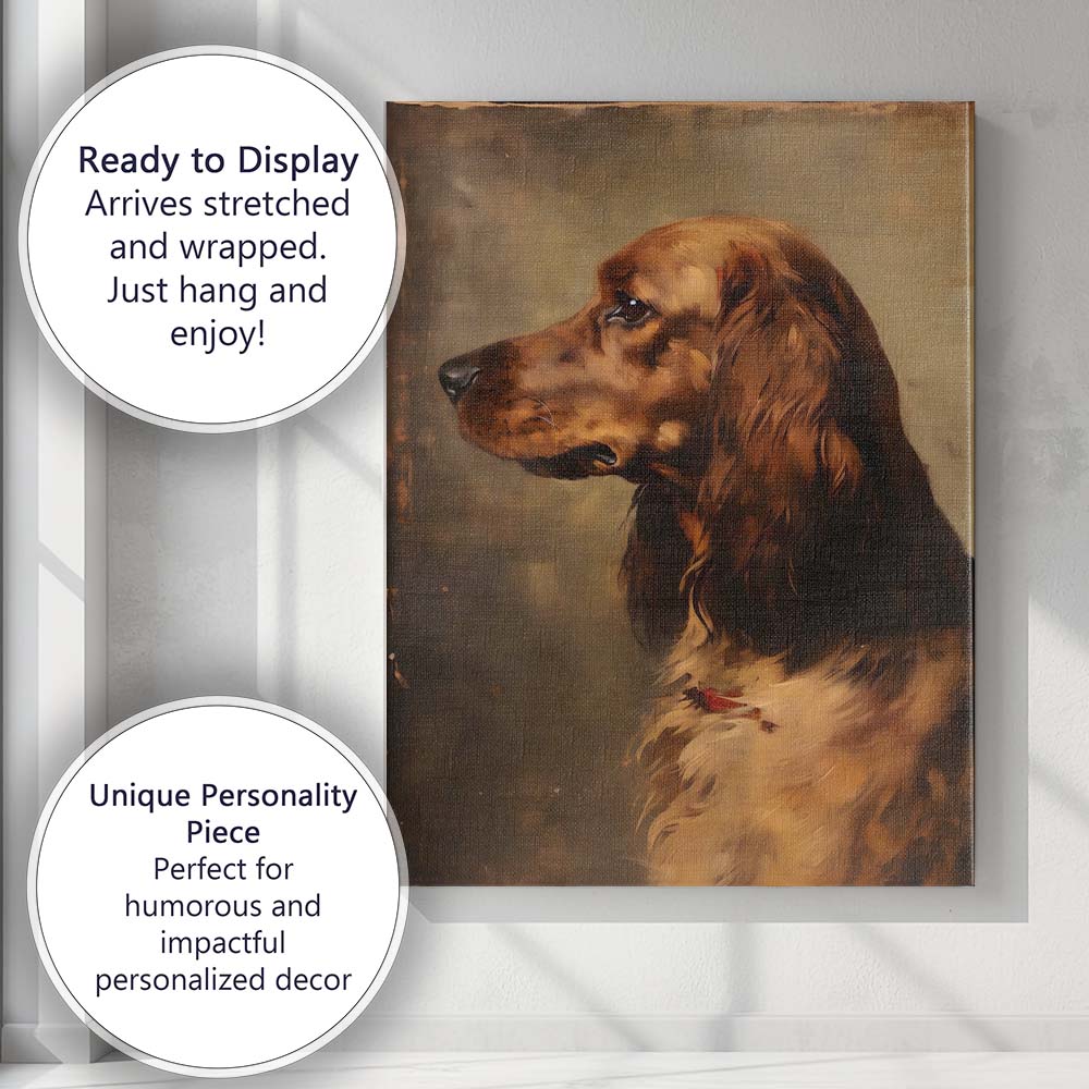 Realistic Brown Spaniel Dog Portrait Canvas Wall Art Print Decor Picture Ready to Hang