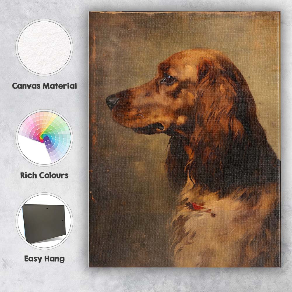 Realistic Brown Spaniel Dog Portrait Canvas Wall Art Print Decor Picture Ready to Hang