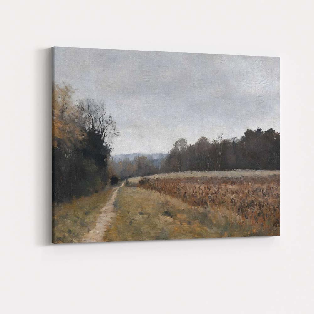 Quiet Autumn Meadow Path through Woodland Countryside Canvas Wall Art Print Decor Picture Ready to Hang