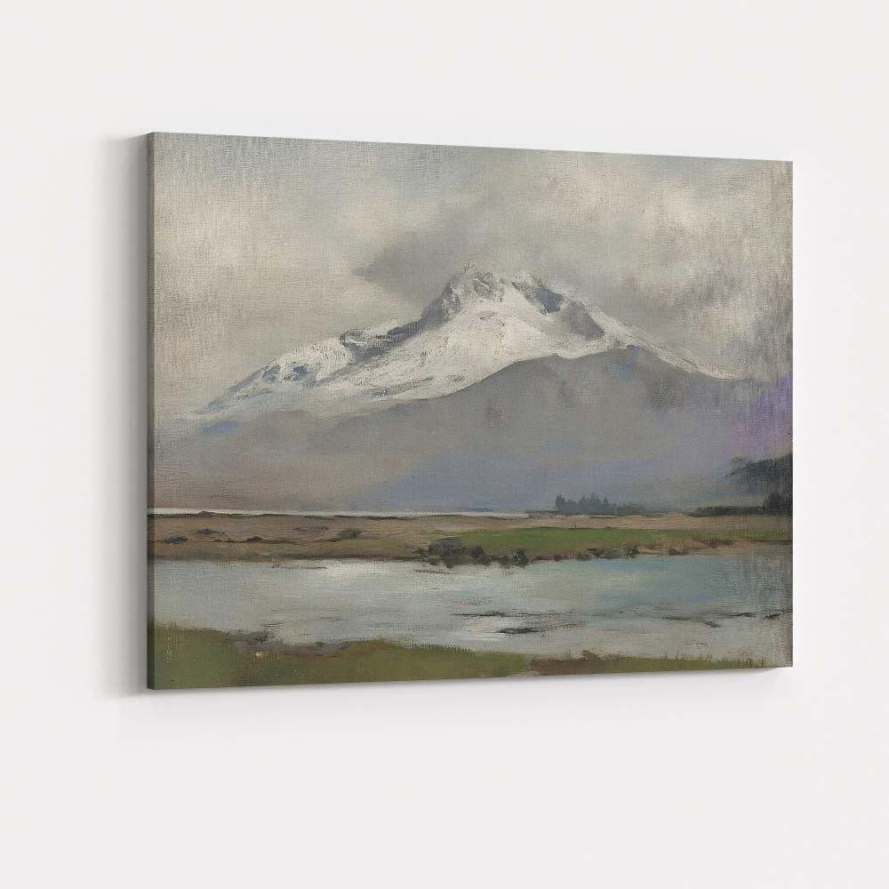 Snow Capped Mountain Lake Serene Landscape Painting Canvas Wall Art Print Decor Picture Ready to Hang