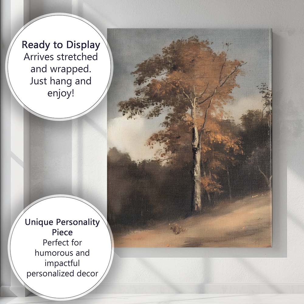 Abstract Autumn Woodland Tree Misty Forest Landscape Canvas Wall Art Print Decor Picture Ready to Hang