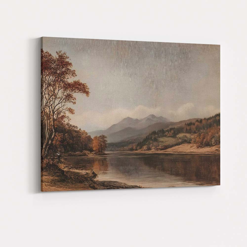 Rustic Autumn Mountain Lake Scenic Landscape Canvas Wall Art Print Decor Picture Ready to Hang
