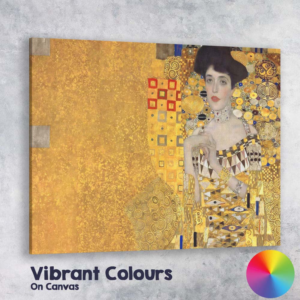 Golden Art Nouveau Elegant Lady Portrait Decorative Canvas Wall Art Print Decor Picture Ready to Hang