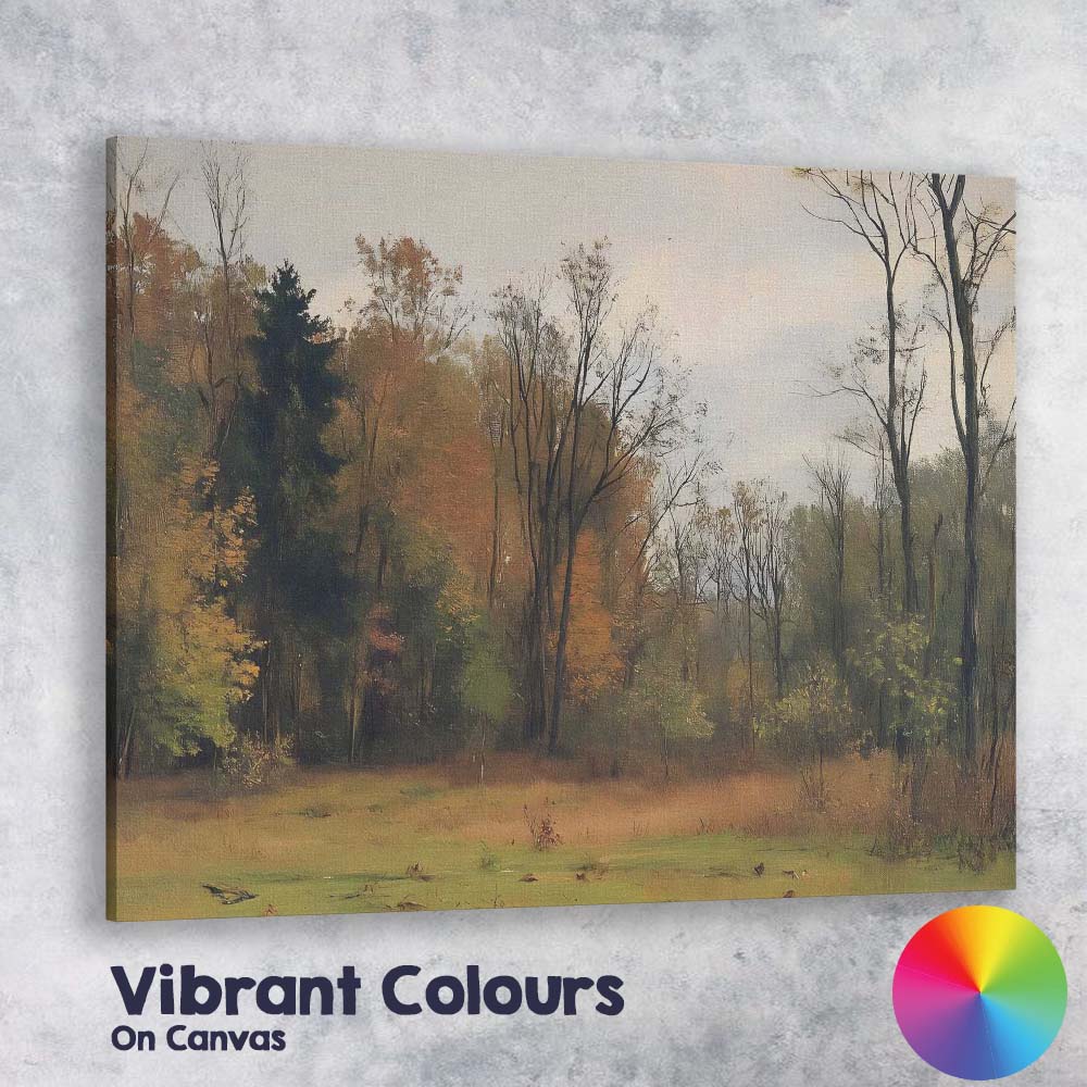 Peaceful Woodland Clearing Autumn Trees Landscape Canvas Wall Art Print Decor Picture Ready to Hang