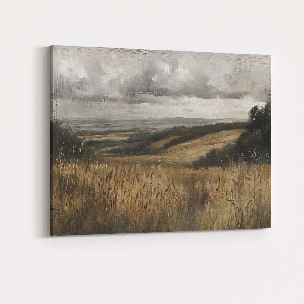 Rustic Rolling Meadow Dramatic Cloudscape Landscape Canvas Wall Art Print Decor Picture Ready to Hang