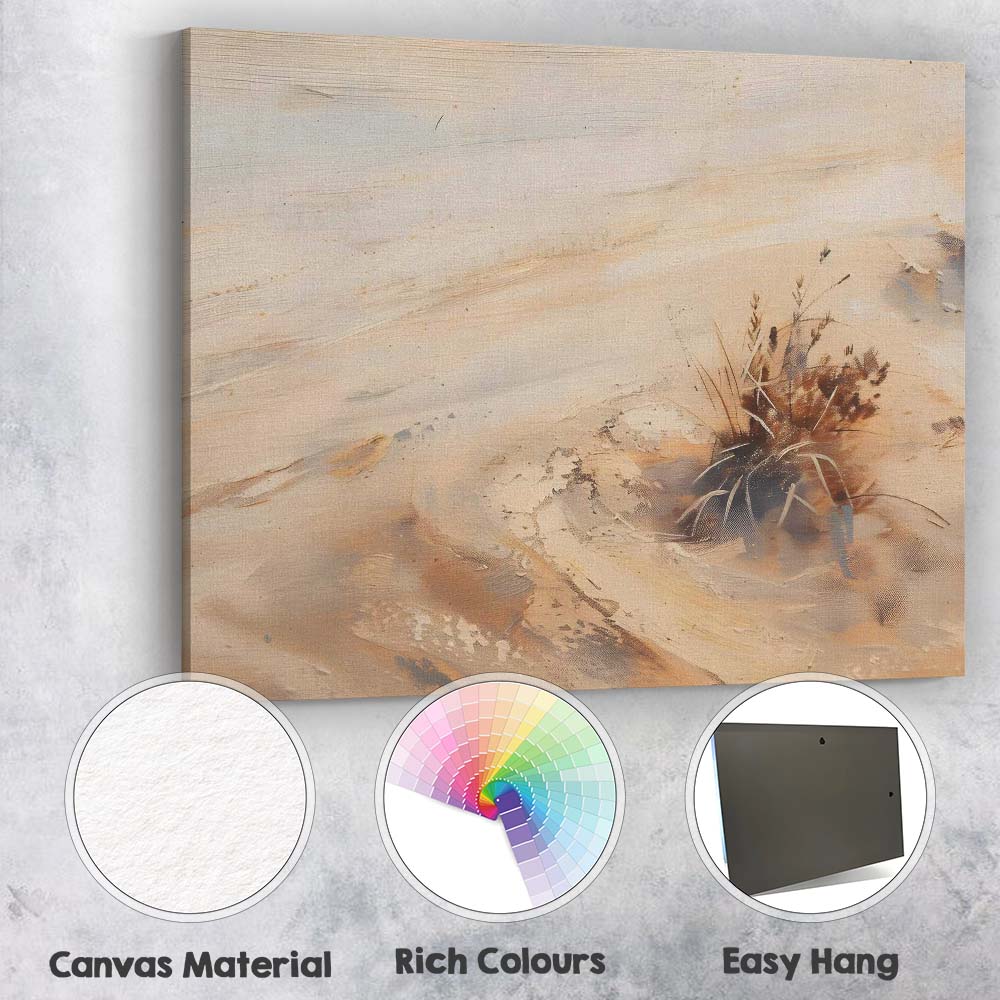 Minimal Abstract Sand Dune Grass Neutral Textured Landscape Canvas Wall Art Print Decor Picture Ready to Hang
