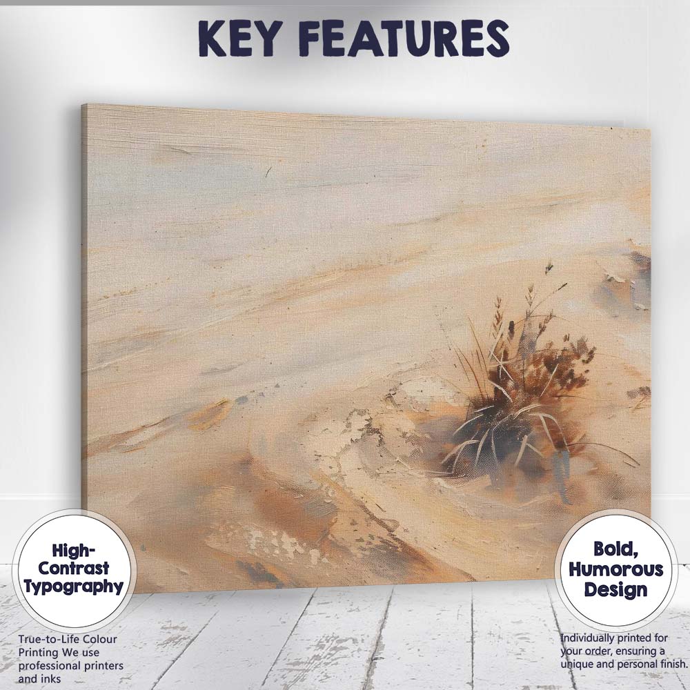 Minimal Abstract Sand Dune Grass Neutral Textured Landscape Canvas Wall Art Print Decor Picture Ready to Hang