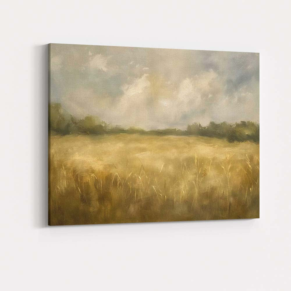Soft Misty Countryside Meadow Neutral Landscape Canvas Wall Art Print Decor Picture Ready to Hang