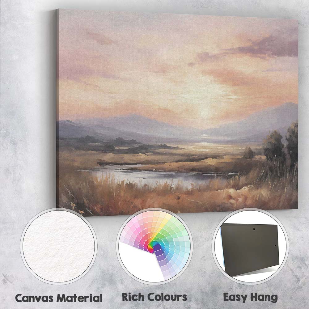 Serene Pastel Mountain Lake Sunrise Tranquil Landscape Canvas Wall Art Print Decor Picture Ready to Hang