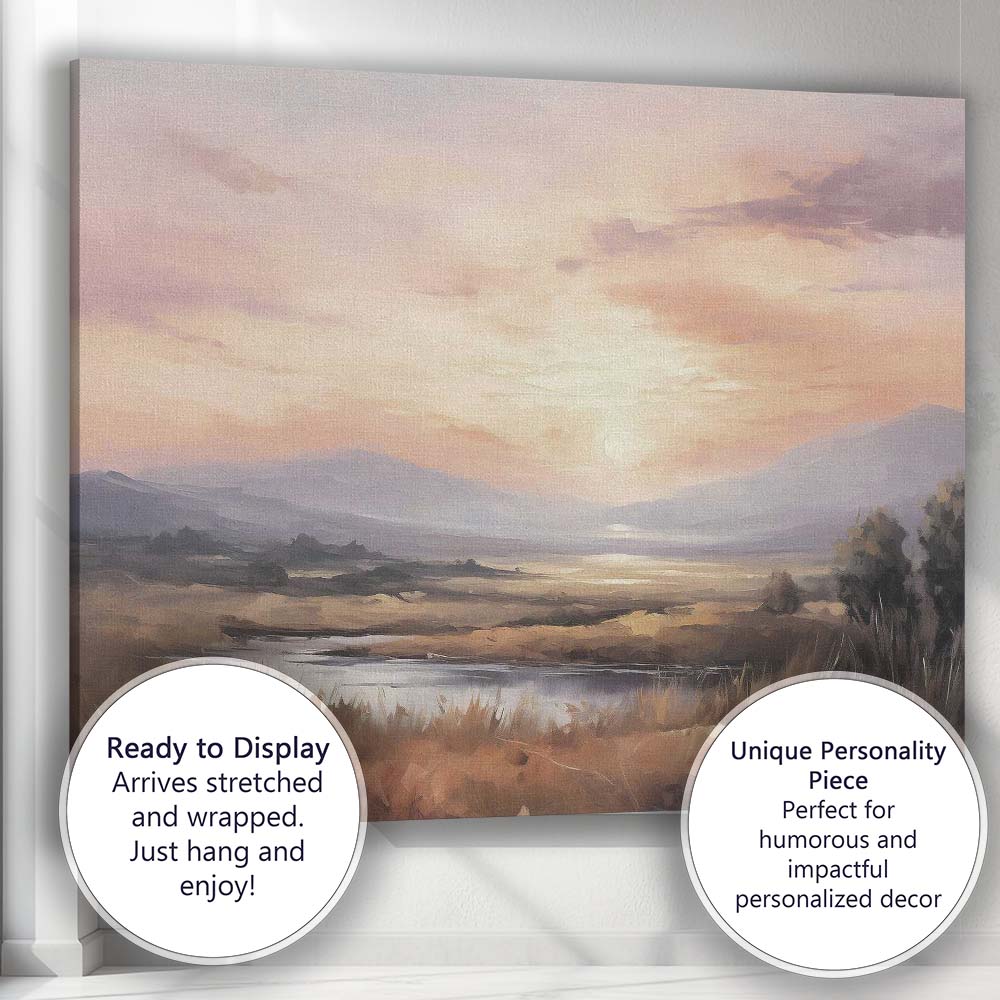 Serene Pastel Mountain Lake Sunrise Tranquil Landscape Canvas Wall Art Print Decor Picture Ready to Hang