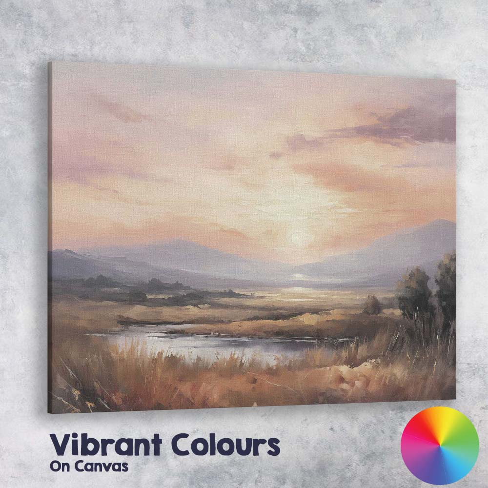 Serene Pastel Mountain Lake Sunrise Tranquil Landscape Canvas Wall Art Print Decor Picture Ready to Hang