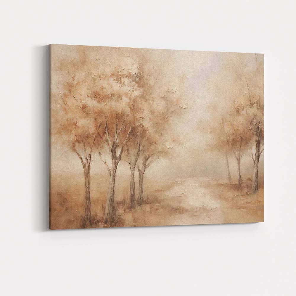 Soft Sepia Woodland Glade Textured Nature Landscape Canvas Wall Art Print Decor Picture Ready to Hang