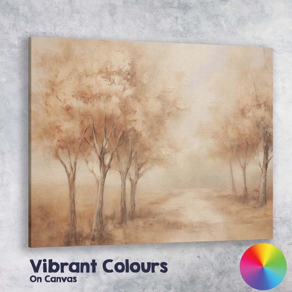Soft Sepia Woodland Glade Textured Nature Landscape Canvas Wall Art Print Decor Picture Ready to Hang