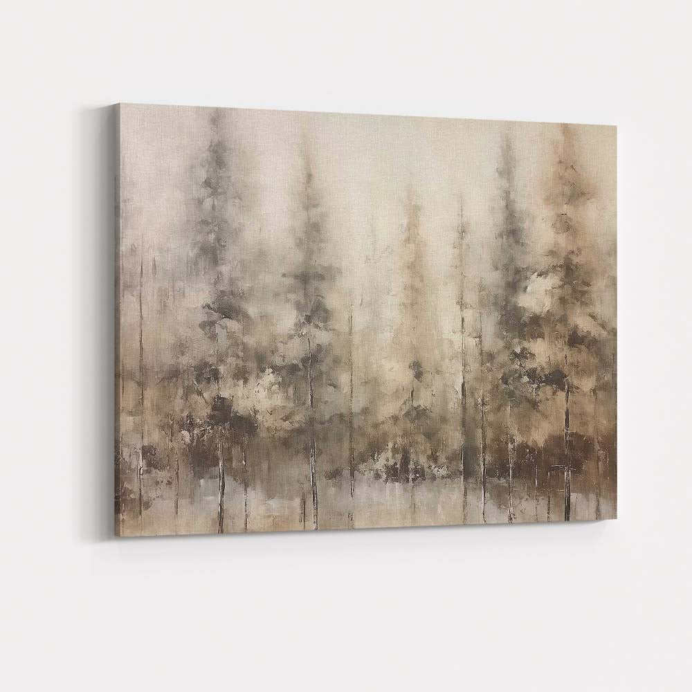 Abstract Misty Pine Forest Monochrome Woodland Canvas Wall Art Print Decor Picture Ready to Hang