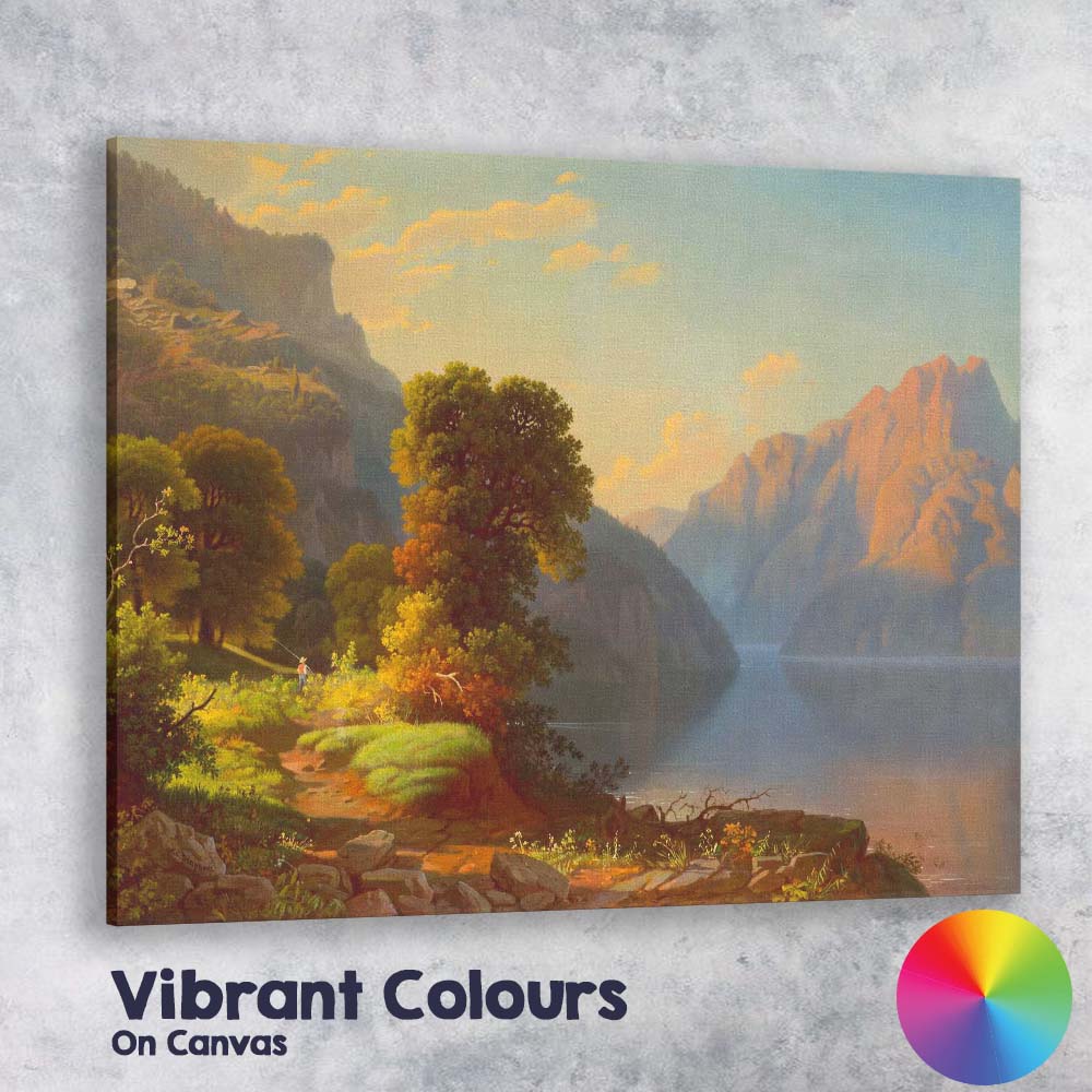 Majestic Mountain Lake Sunrise Classical Landscape Canvas Wall Art Print Decor Picture Ready to Hang