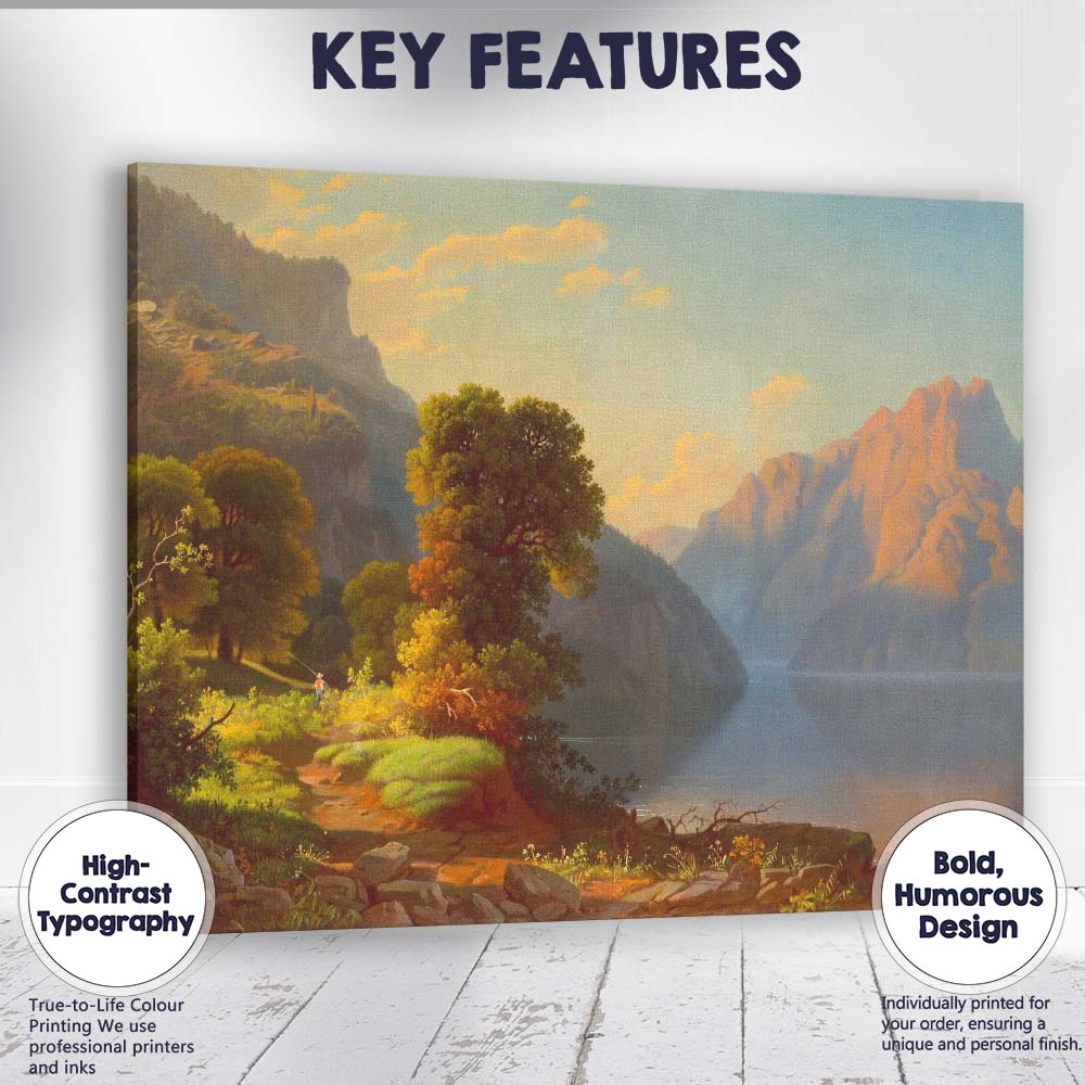 Majestic Mountain Lake Sunrise Classical Landscape Canvas Wall Art Print Decor Picture Ready to Hang