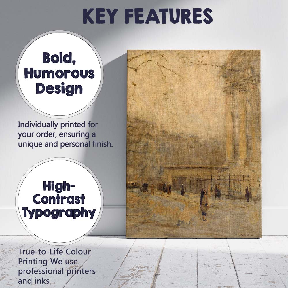 Atmospheric Golden City Street Impressionist Urban Scene Canvas Wall Art Print Decor Picture Ready to Hang