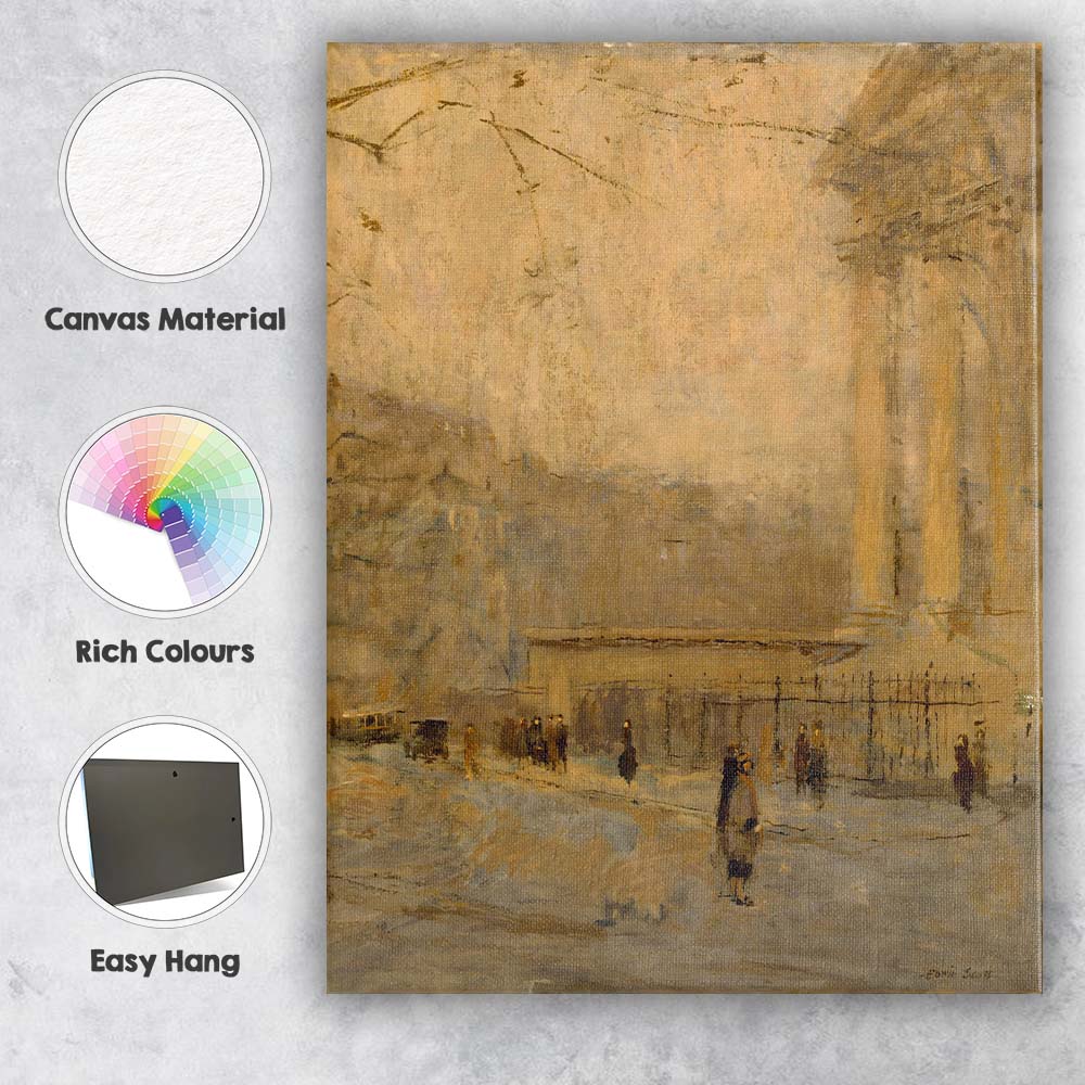 Atmospheric Golden City Street Impressionist Urban Scene Canvas Wall Art Print Decor Picture Ready to Hang