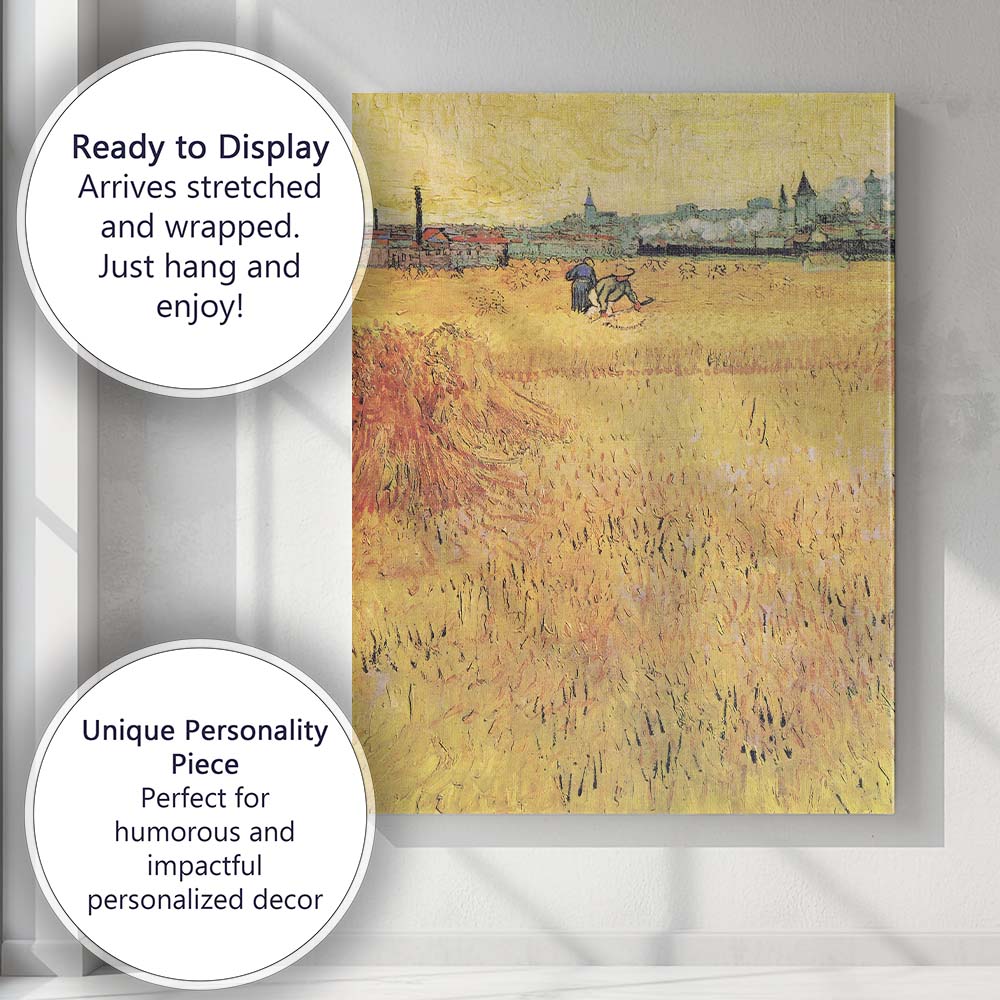 Golden Wheat Field Harvest Scene Post Impressionist Country Landscape Canvas Wall Art Print Decor Picture Ready to Hang