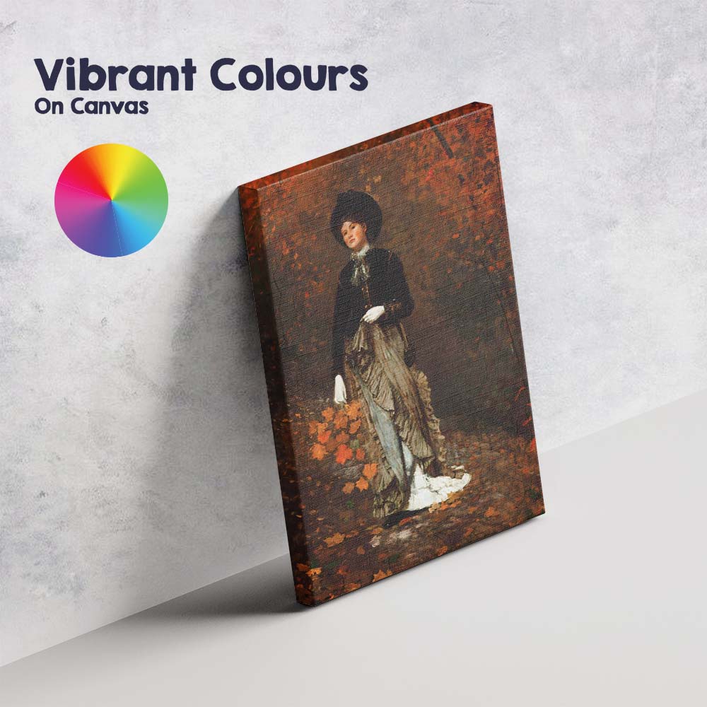 Elegant Victorian Lady Autumn Leaves Portrait Painting Canvas Wall Art Print Decor Picture Ready to Hang