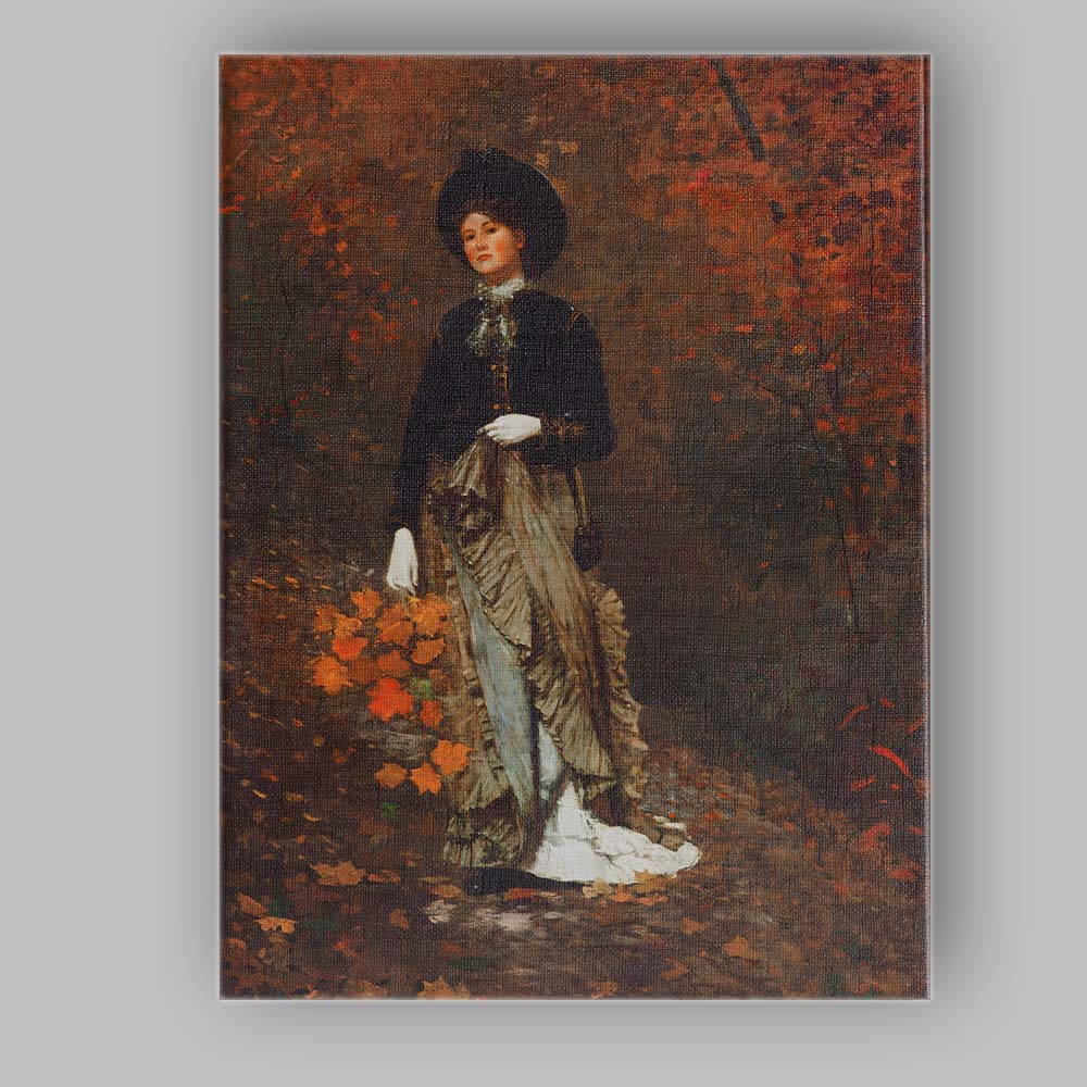 Elegant Victorian Lady Autumn Leaves Portrait Painting Canvas Wall Art Print Decor Picture Ready to Hang