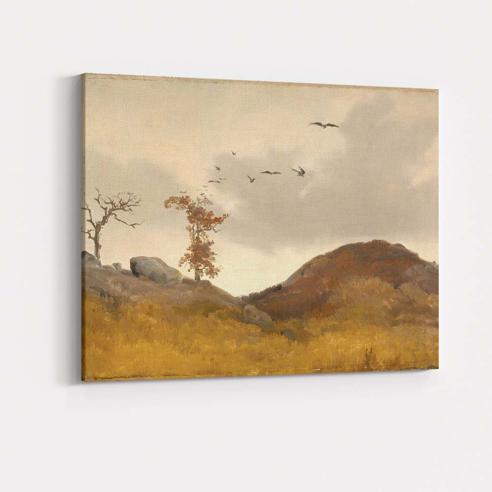Rustic Moorland Birds in Flight Autumn Countryside Painting Canvas Wall Art Print Decor Picture Ready to Hang