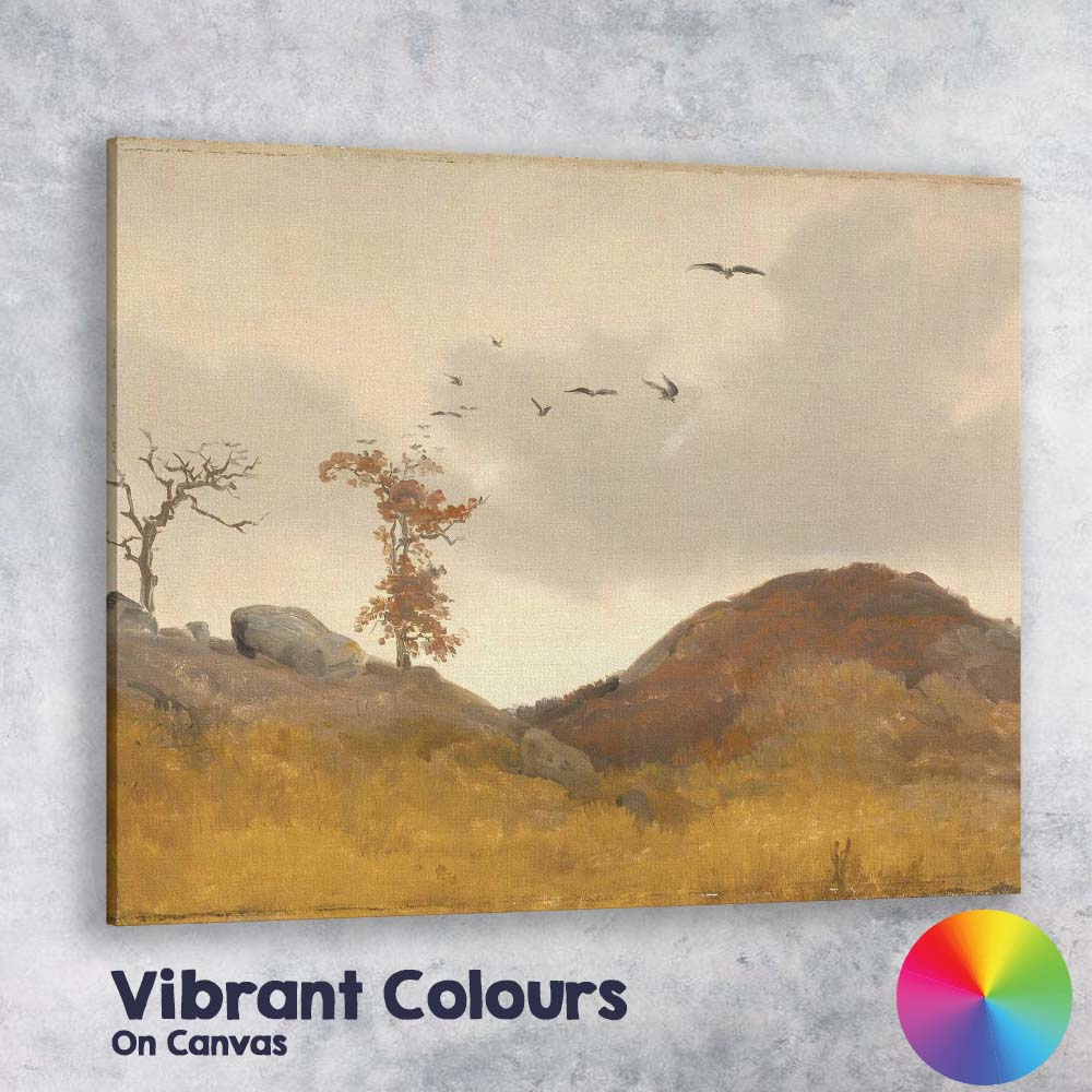 Rustic Moorland Birds in Flight Autumn Countryside Painting Canvas Wall Art Print Decor Picture Ready to Hang