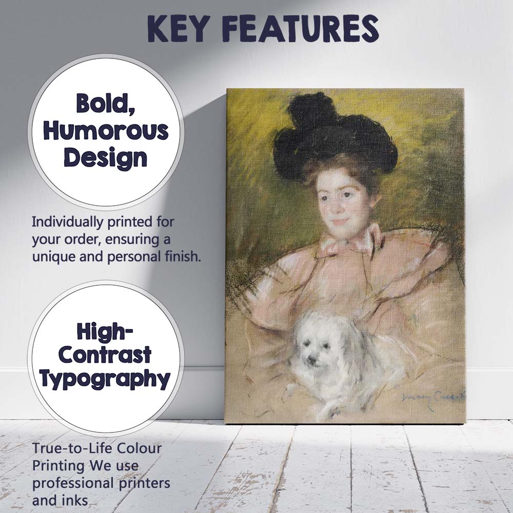 Elegant Lady With White Dog Pastel Portrait Belle Epoque Style Canvas Wall Art Print Decor Picture Ready to Hang
