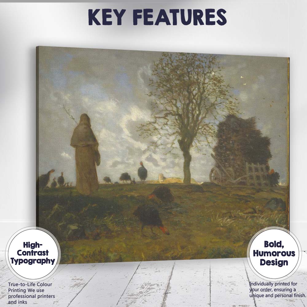 Rural Farm Figure and Hay Cart Atmospheric Landscape Canvas Wall Art Print Decor Picture Ready to Hang