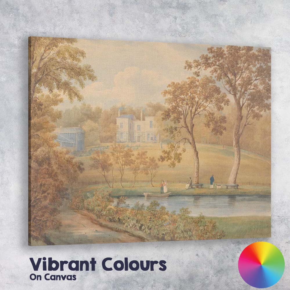Elegant Country House Garden Lake Landscape Watercolour Canvas Wall Art Print Decor Picture Ready to Hang