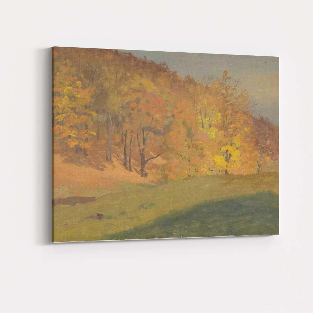Golden Autumn Forest Hillside Landscape Painting Canvas Wall Art Print Decor Picture Ready to Hang