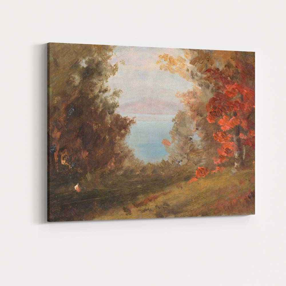 Autumn Woodland Lake View Romantic Impressionist Landscape Canvas Wall Art Print Decor Picture Ready to Hang