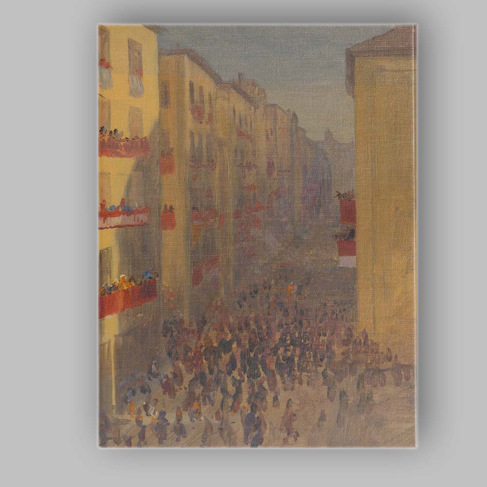 European Street Festival Celebration Impressionist City Scene Canvas Wall Art Print Decor Picture Ready to Hang