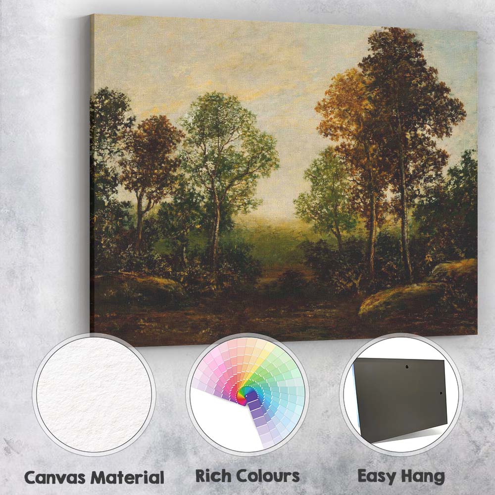 Classic Woodland Trees Landscape Oil Painting Canvas Wall Art Print Decor Picture Ready to Hang
