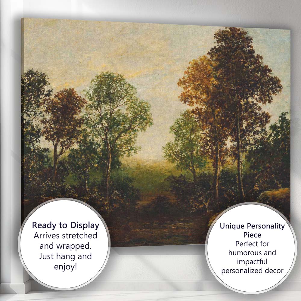 Classic Woodland Trees Landscape Oil Painting Canvas Wall Art Print Decor Picture Ready to Hang