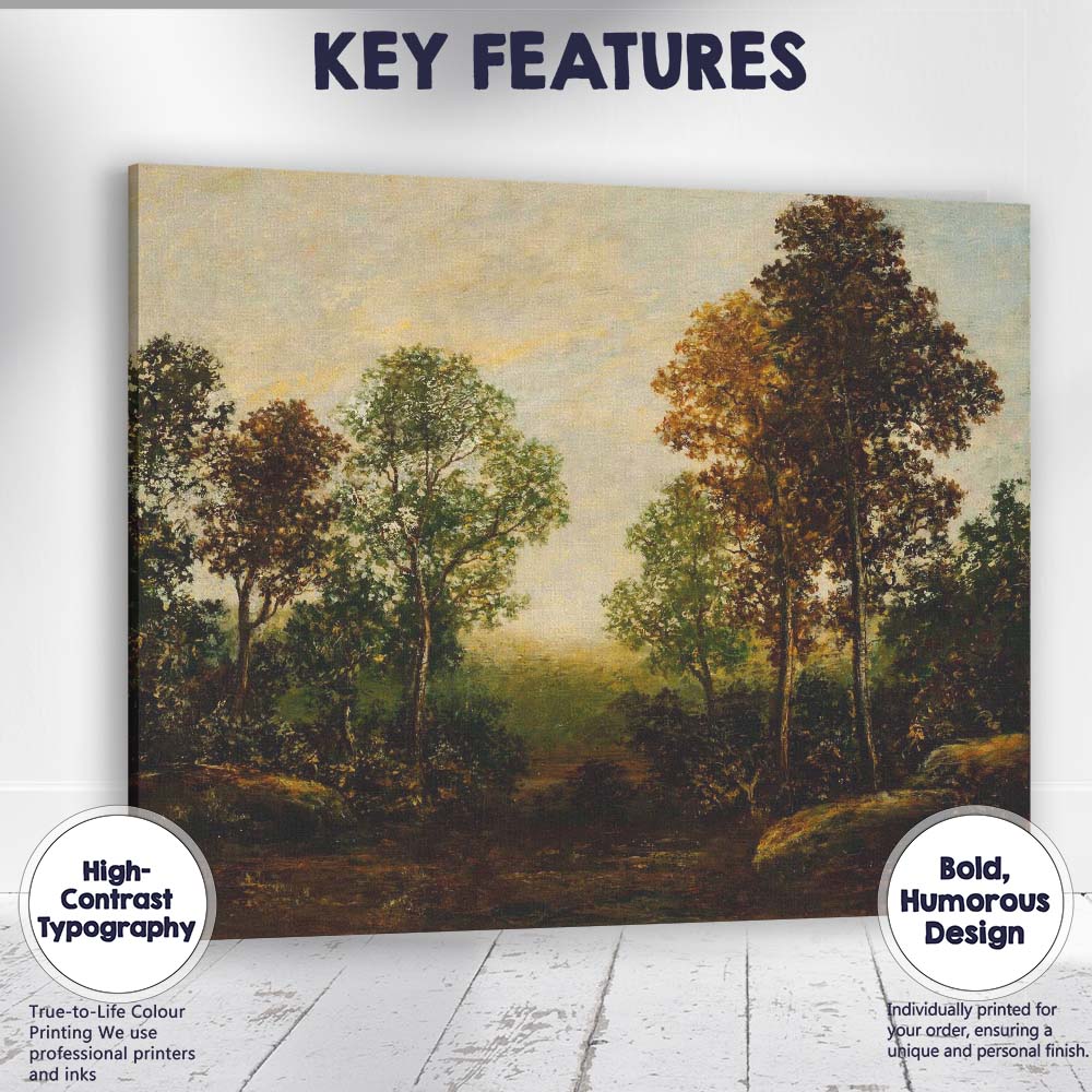 Classic Woodland Trees Landscape Oil Painting Canvas Wall Art Print Decor Picture Ready to Hang