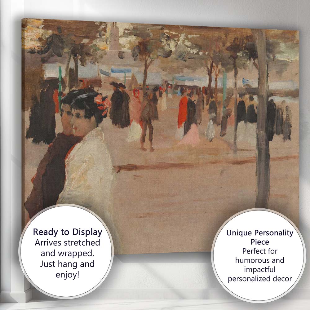 Elegant Parisian Park Stroll Impressionist Figure Painting Canvas Wall Art Print Decor Picture Ready to Hang