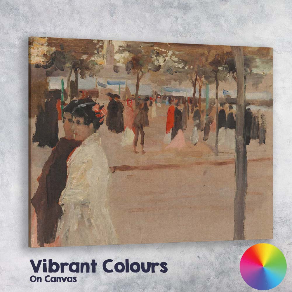 Elegant Parisian Park Stroll Impressionist Figure Painting Canvas Wall Art Print Decor Picture Ready to Hang