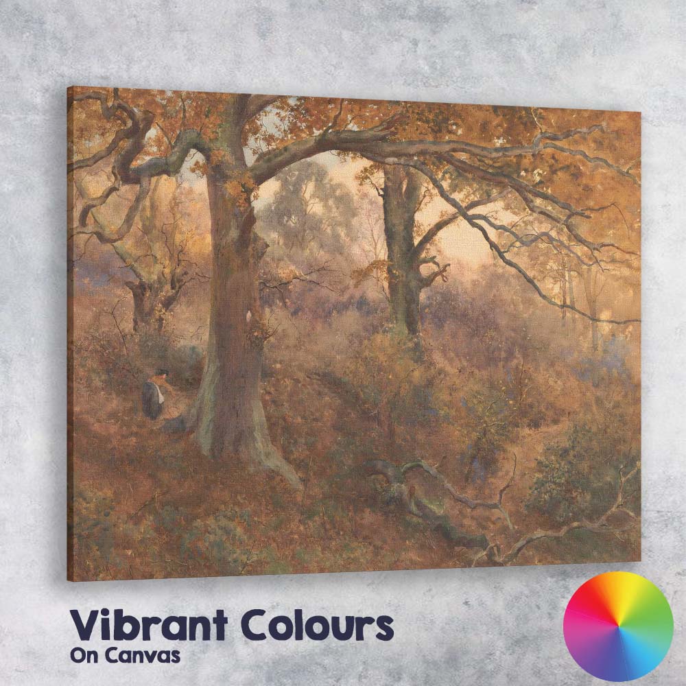 Enchanting Autumn Woodland Forest Impressionist Landscape Canvas Wall Art Print Decor Picture Ready to Hang