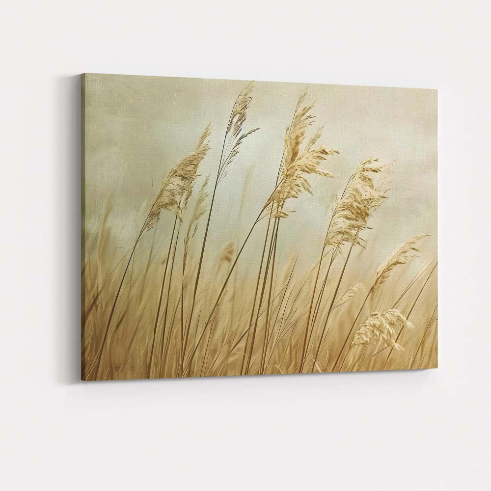 Soft Beige Pampas Grass Minimalist Botanical Nature Canvas Wall Art Print Decor Picture Ready to Hang