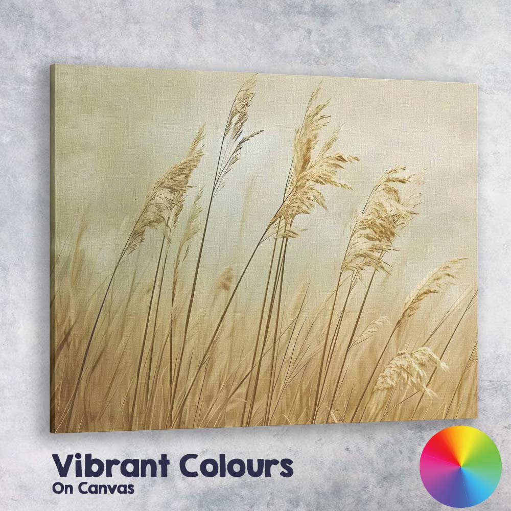 Soft Beige Pampas Grass Minimalist Botanical Nature Canvas Wall Art Print Decor Picture Ready to Hang
