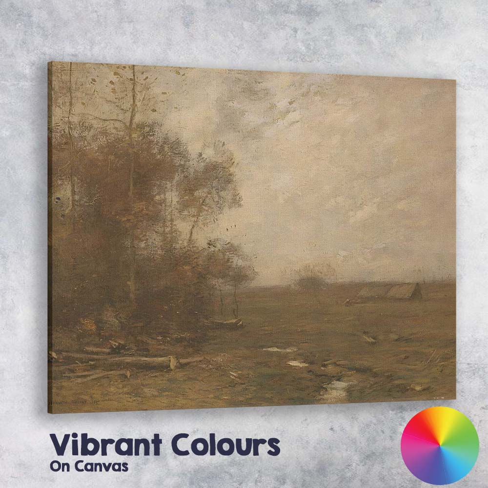 Moody Rural Wetland Landscape Tonal Oil Painting Canvas Wall Art Print Decor Picture Ready to Hang