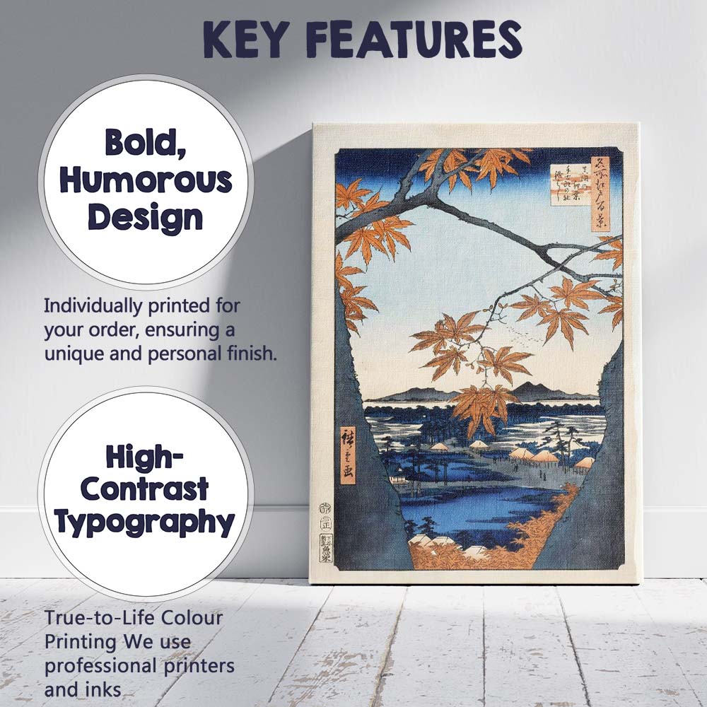 Japanese Autumn Maple Landscape Woodblock Print Scenic Lake View Canvas Wall Art Print Decor Picture Ready to Hang