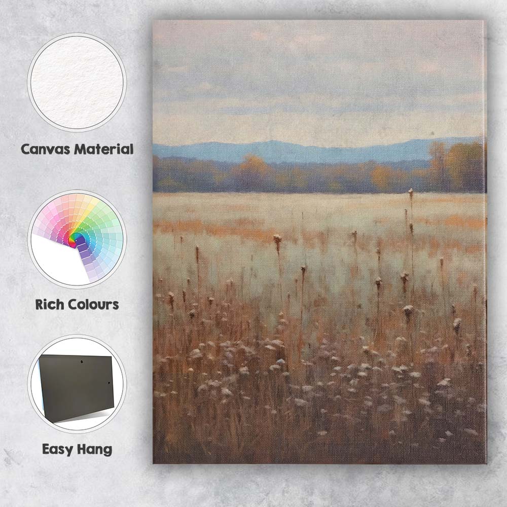 Soft Misty Meadow Autumn Landscape Canvas Wall Art Print Decor Picture Ready to Hang