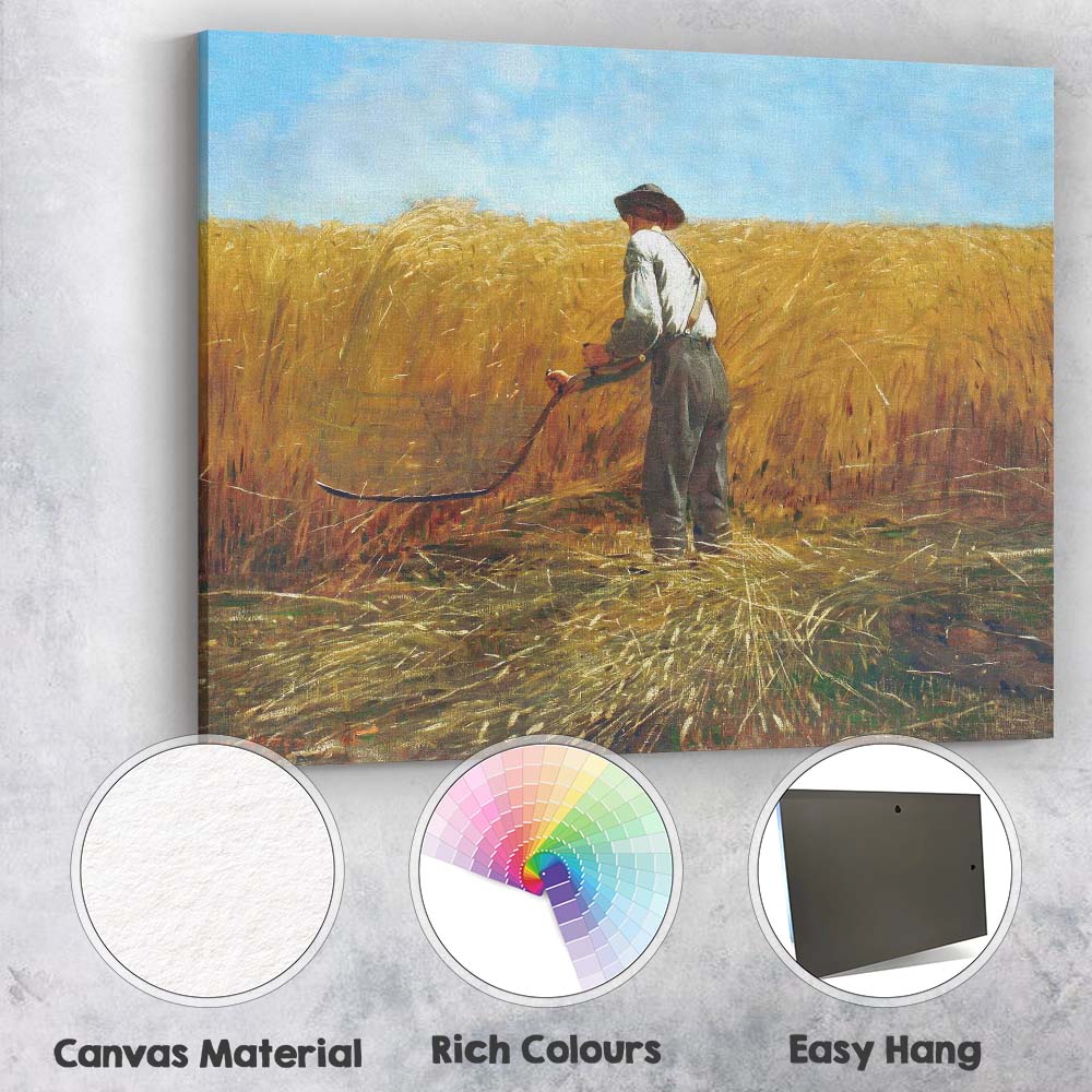 Golden Wheat Harvest Farmer Rural Countryside Painting Canvas Wall Art Print Decor Picture Ready to Hang