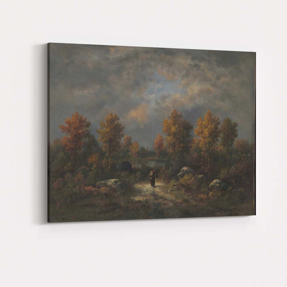 Moody Autumn Forest Lake Evening Landscape Canvas Wall Art Print Decor Picture Ready to Hang