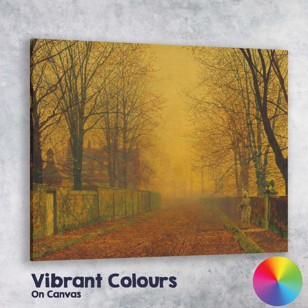 Misty Autumn Avenue Country Estate Landscape Canvas Wall Art Print Decor Picture Ready to Hang
