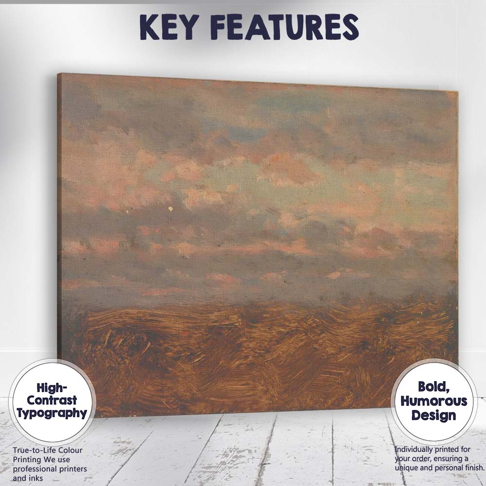 Muted Pink Cloudy Seascape Impressionist Coastal Painting Canvas Wall Art Print Decor Picture Ready to Hang